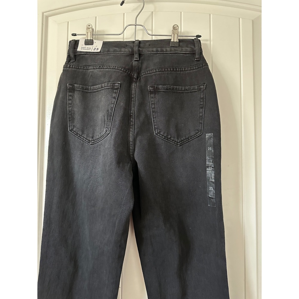 NWT PacSun High Rise Straight Leg Black Distressed Denim Jeans Size 25 - Picture 5 of 11